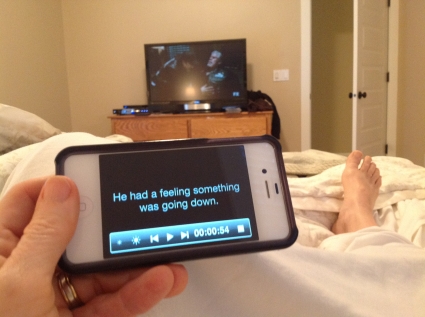 Cheryl demonstrating iPhone Subtitles App